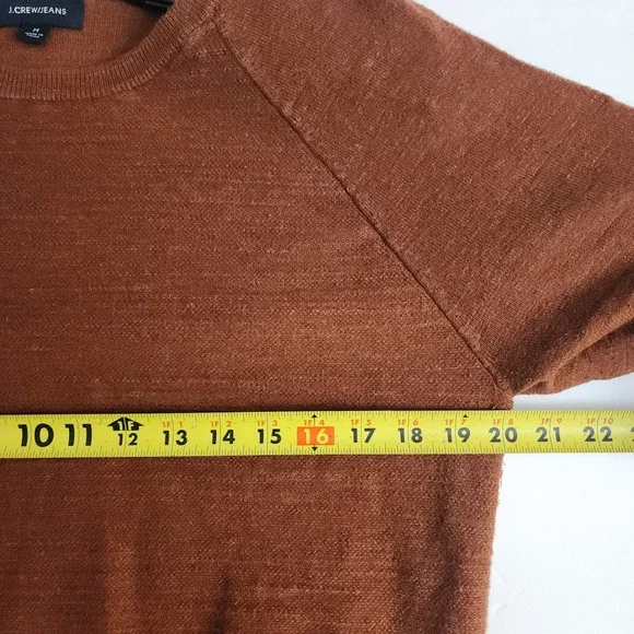 D21  J Crew Slim Fit Crew Neck Long Sleeve Sweater Men's Medium Rust Cotton - Picture 4 of 6